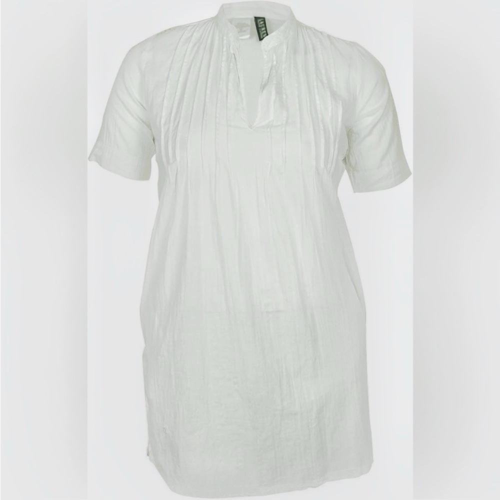 LAUREN Ralph Lauren Womens Crushed Cotton CoverUp S/S Darcy Tunic White medium‎